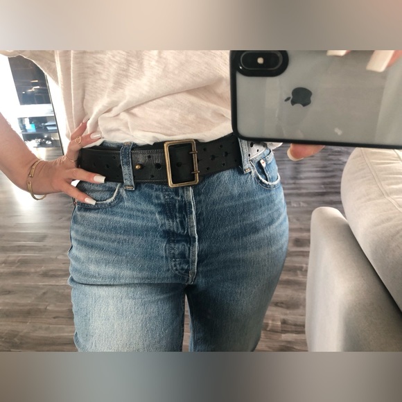 Aspesi Black Leather Belt One Size Made In Italy Accessory Brass Buckle XS S M L - Picture 4 of 8